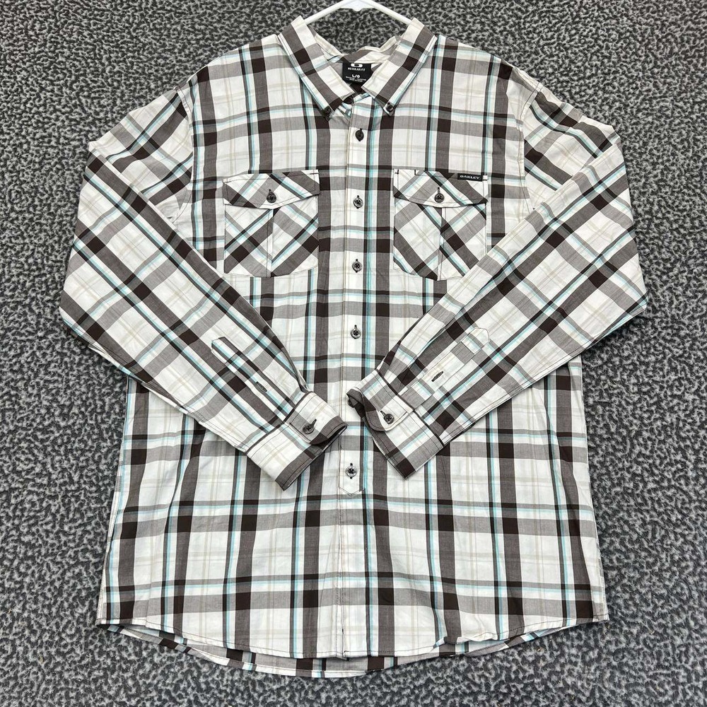 Oakley Shirt Men Large Regular Fit Plaid Button Down‎ Long Sleeve Collared Y2K L